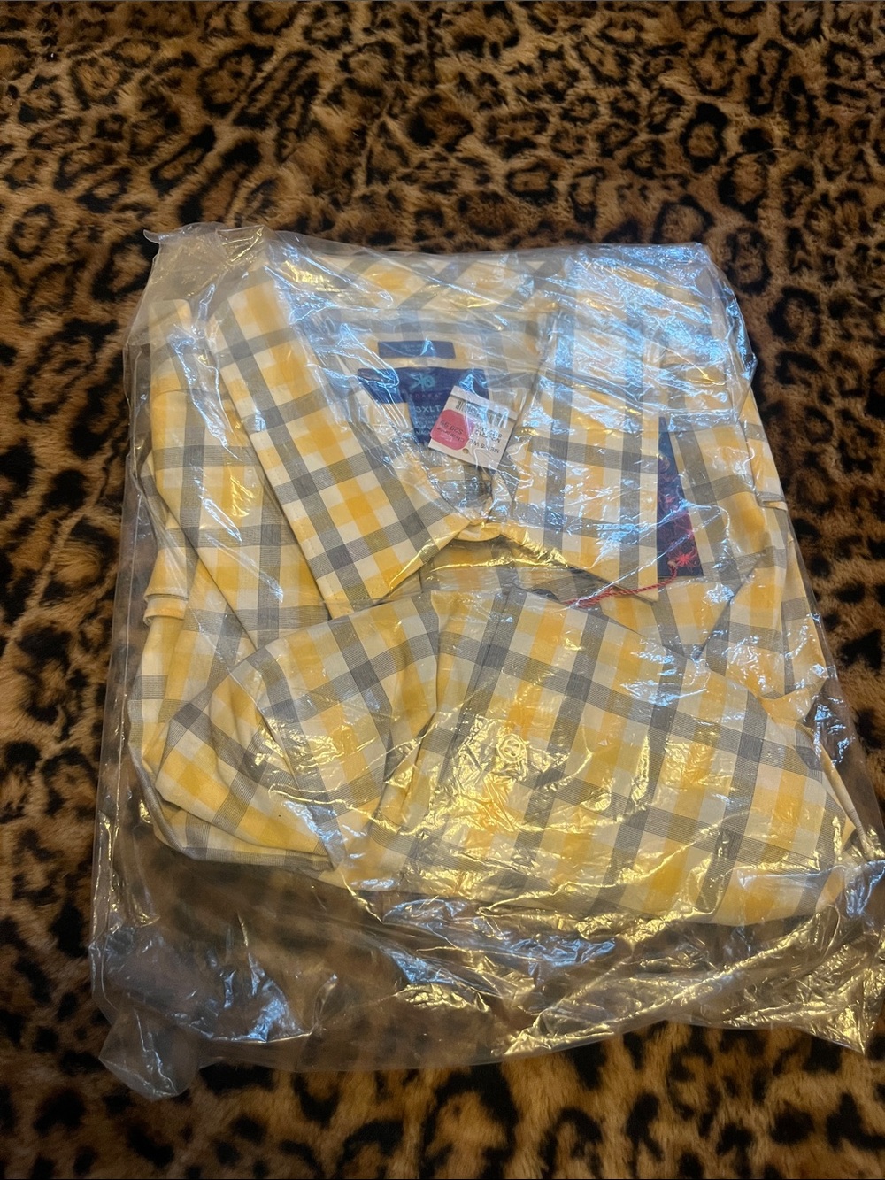 Egara Yellow and Gray Plaid Button-Down Shirt